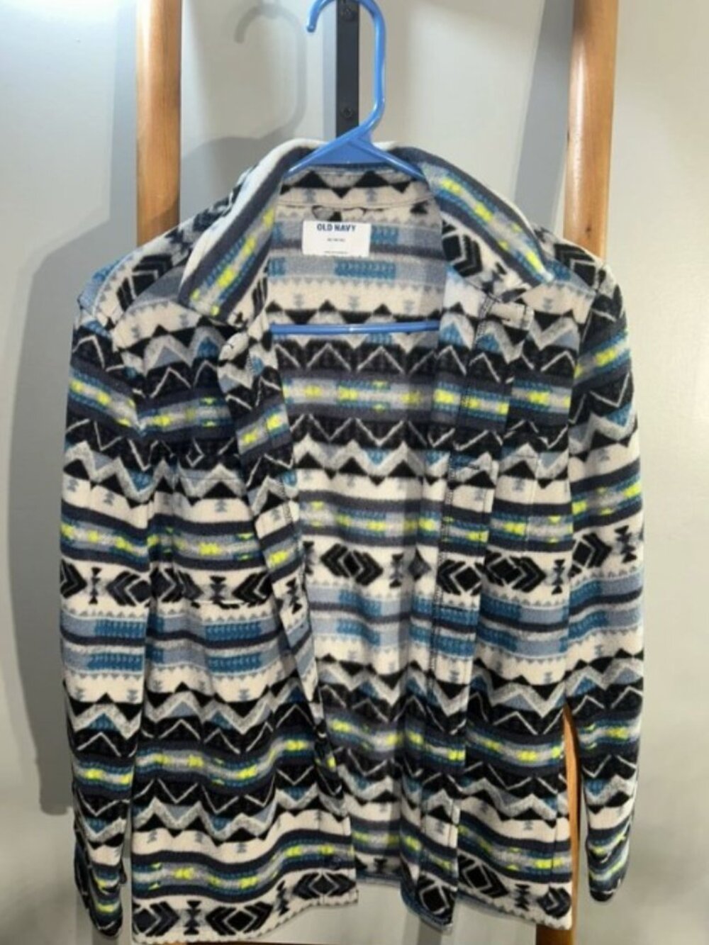 Old Navy Kids Fleece Geometric Aztec Print Open Front Cardigan Jacket XL 14-16